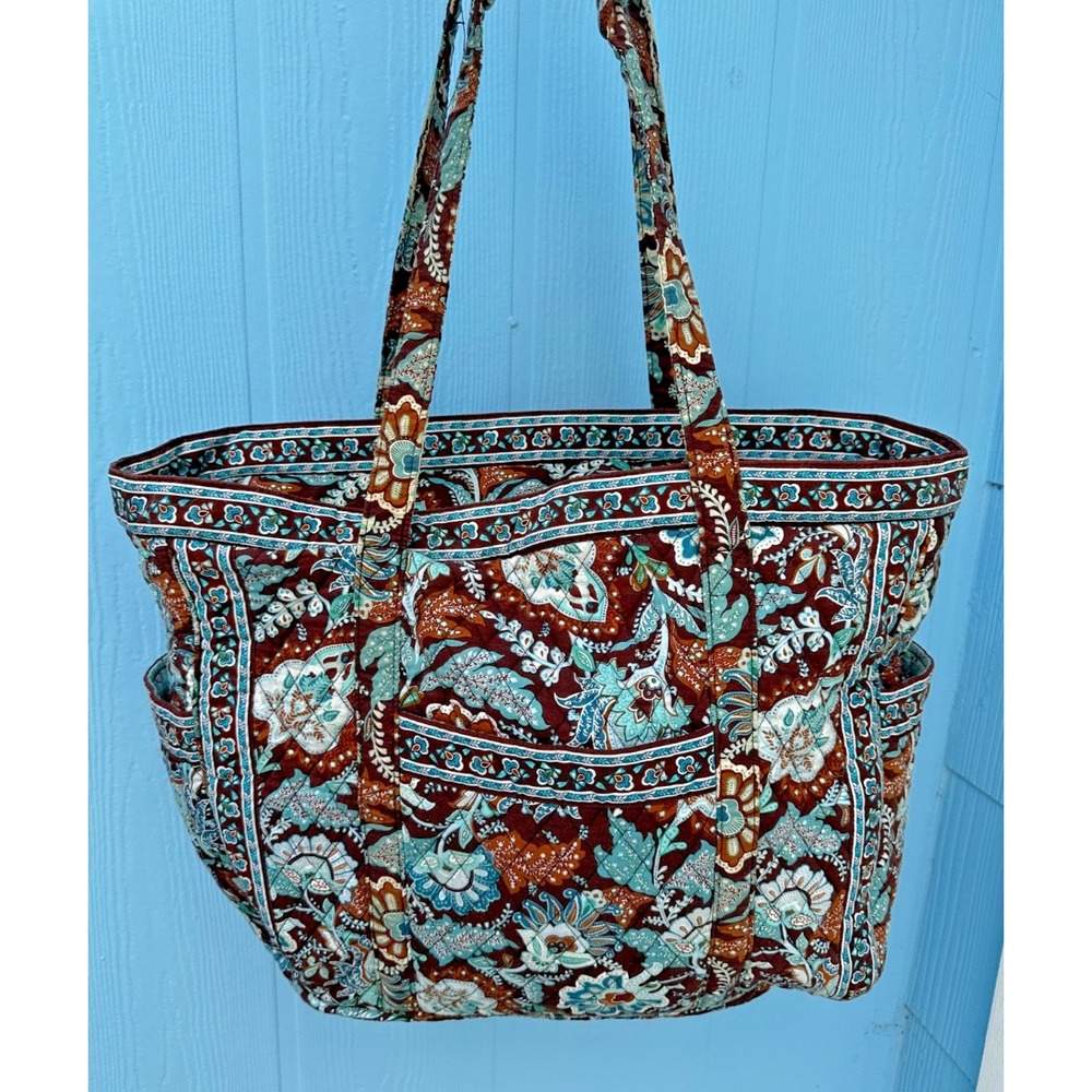 Vera Bradley Java Blue Tote Bag Large Zippered Overnight Diaper Retired Cotton